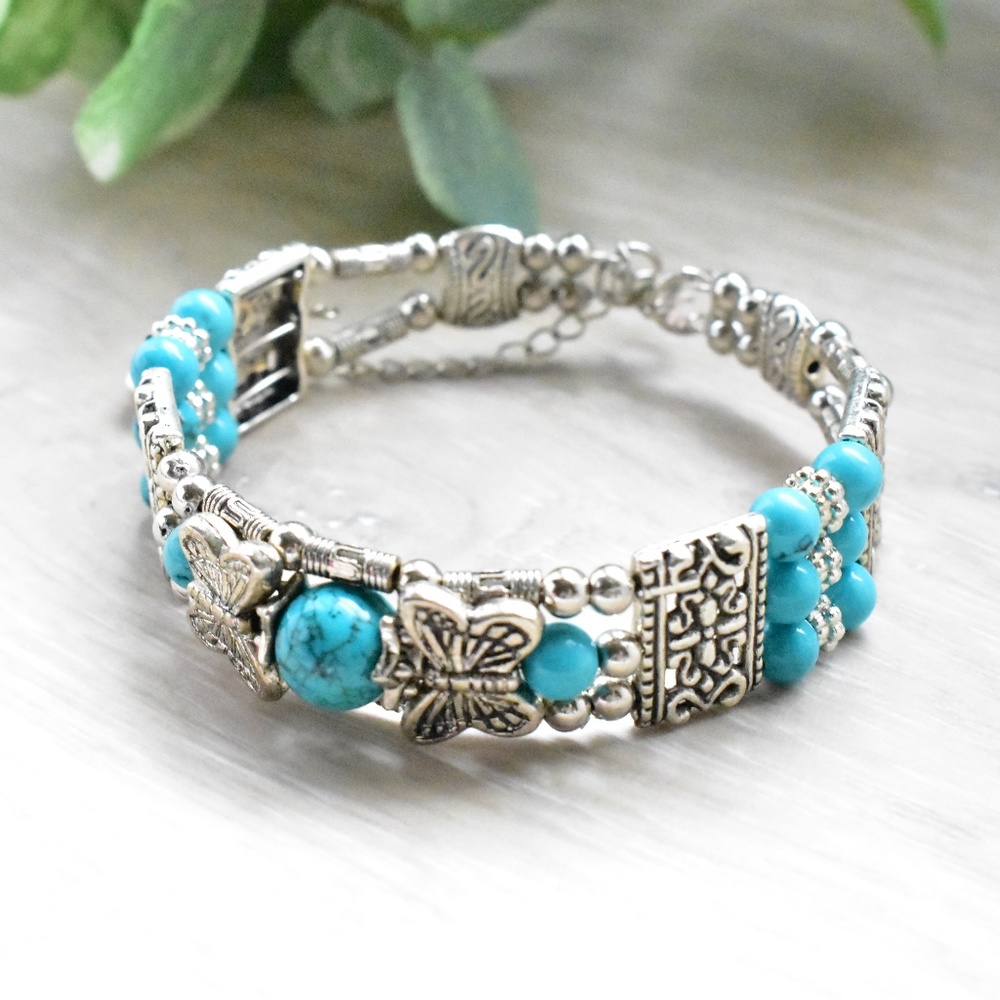 Turquoise Blue and Silver Bracelet